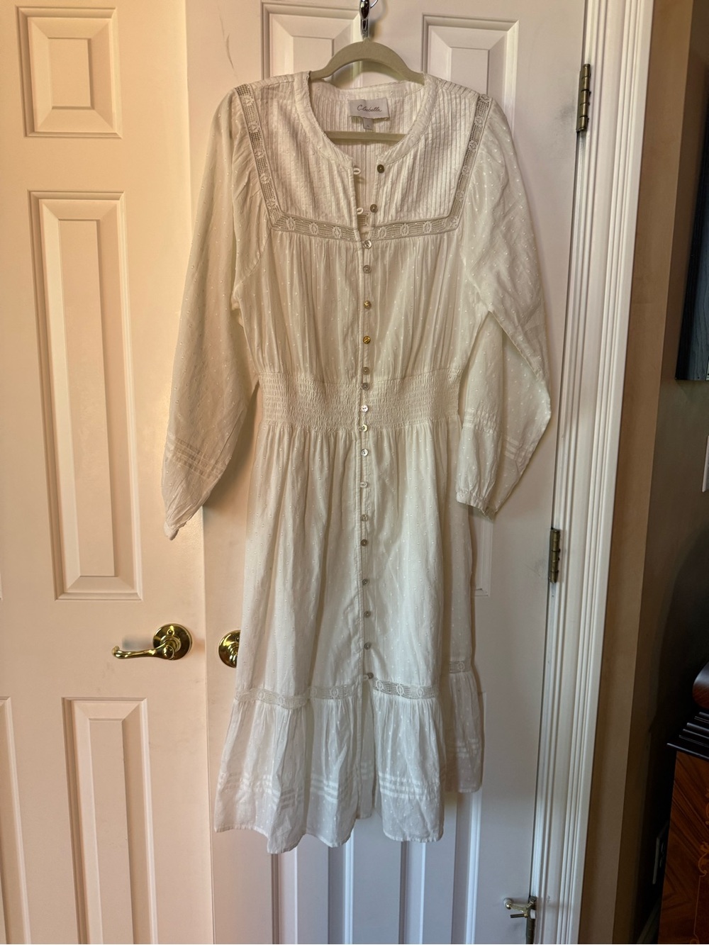 Women's Cleobella Swiss Dot Cotton Midi Dress - Ivory White Boho Size large